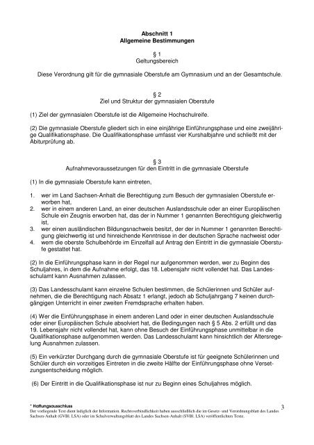 Verordnung über die gymnasiale Oberstufe (Oberstufenverordnung ...