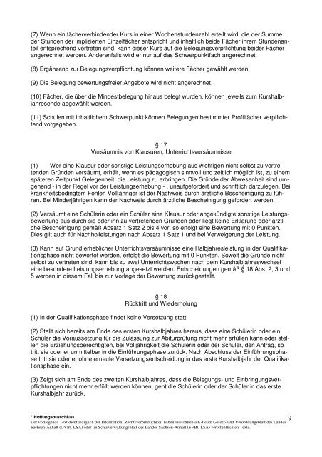 Verordnung über die gymnasiale Oberstufe (Oberstufenverordnung ...