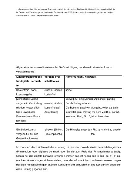 Hinweise zu den Lernmitteln an den Schulen für ... - Kultusministerium