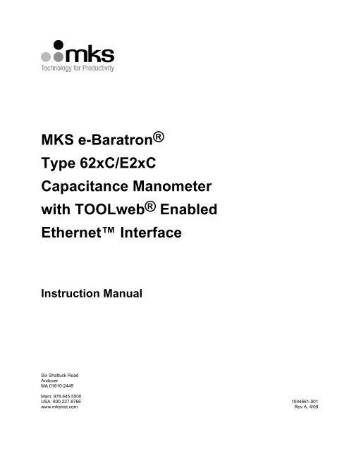 e-Baratron® Ethernet Enabled,Capacitance Manometer Manual