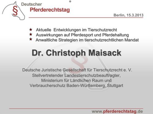 Dr. Christoph Maisack - Ministerium fÃ¼r LÃ¤ndlichen Raum und ...