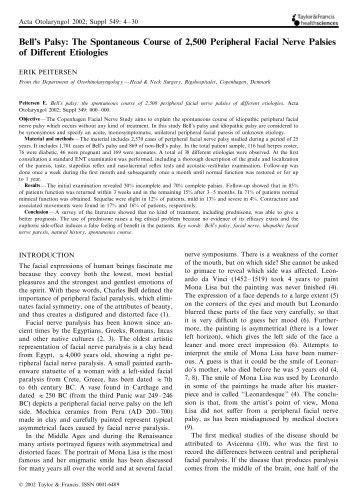 Bell's Palsy: The Spontaneous Course of 2,500 Peripheral ... - Admin