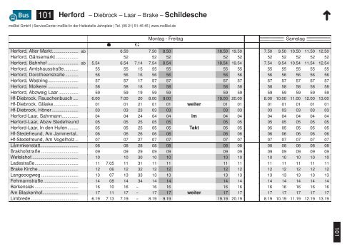 101 Herford – Diebrock – Laar – Brake ... - MoBiel GmbH