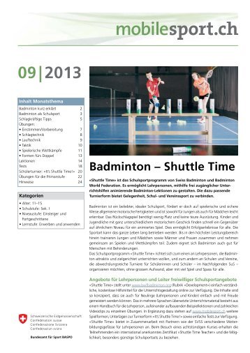 Monatsthema 09/2013: Badminton – Shuttle Time - mobilesport.ch