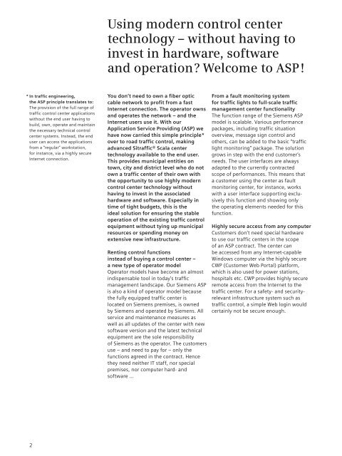 Application Service Providing (ASP) - Siemens Mobility