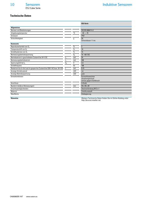 Sensoren - Produkte, Grundlagen und Anwendungen - Moeller