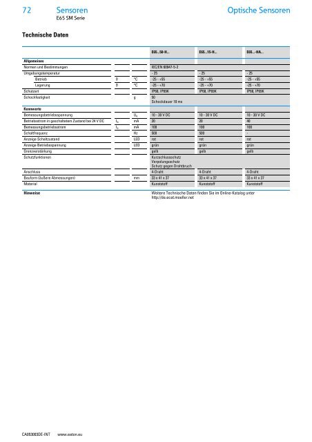 Sensoren - Produkte, Grundlagen und Anwendungen - Moeller