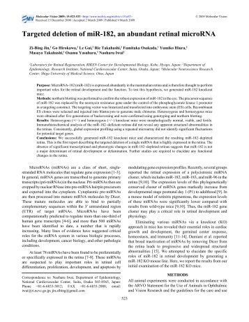 Targeted deletion of miR-182, an abundant ... - Molecular Vision