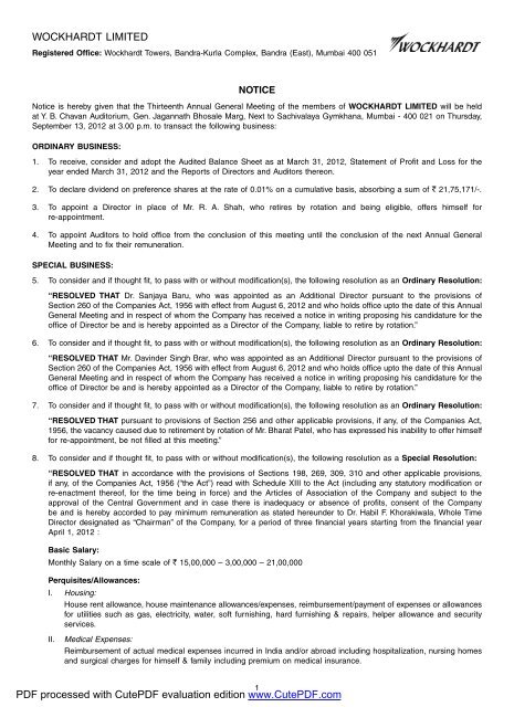 wockhardt limited pdf processed with cutepdf evaluation interim business financial statements
