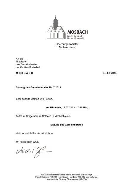 Sitzung vom 17. Juli 2013 - Mosbach