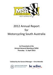 2012 Annual Report for Motorcycling South Australia