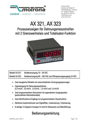 AX 321, AX 323 - motrona