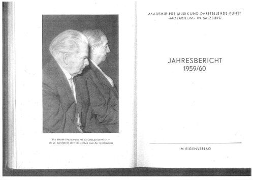 JAHRESBERICHT 1959/60 - Mozarteum