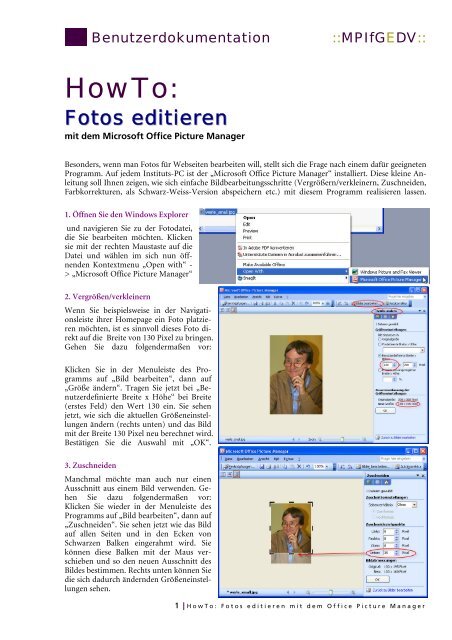 Anleitung Picture Manager - MPIfG