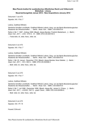 Januar 2012 - Max-Planck-Institut für ausländisches öffentliches ...