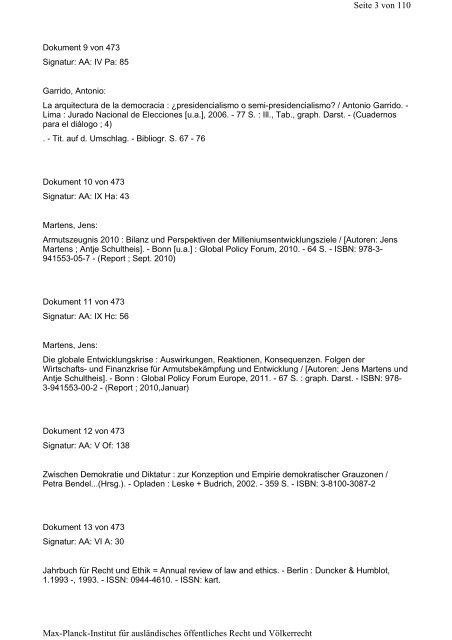 Januar 2012 - Max-Planck-Institut für ausländisches öffentliches ...