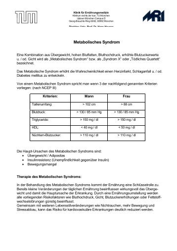 Metabolisches Syndrom - Klinikum rechts der Isar