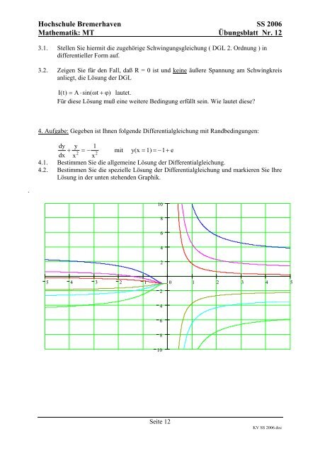 Hochschule Bremerhaven SS 2006 Mathematik: MT ...