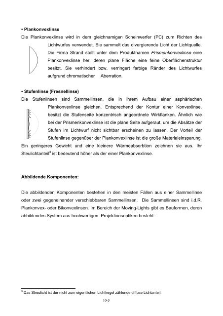 10. Scheinwerfer, Dimmeranlagen, Lichtstellanlagen Das optische ...