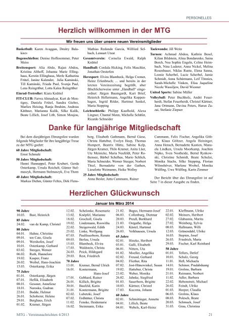 V ereinsnachrichten - Ausgabe 4/2013 - MTG Horst
