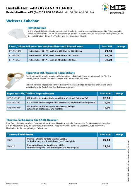 Download Preisliste - MTS Medication Technologies GmbH