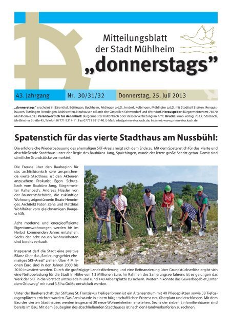 Mitteilungsblatt der Stadt Mühlheim - Mühlheim an der Donau