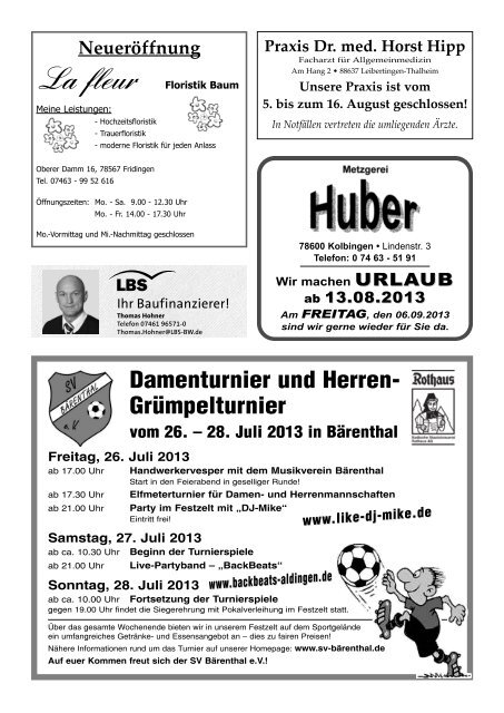 Mitteilungsblatt der Stadt Mühlheim - Mühlheim an der Donau