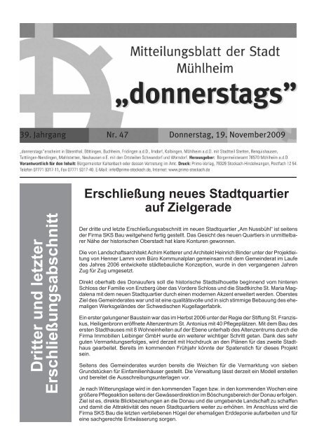 Dritter Und Letzter Erschliessungsabschnitt Muhlheim An Der Donau