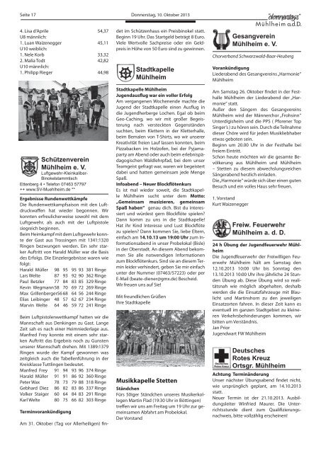 Mitteilungsblatt der Stadt Mühlheim - Mühlheim an der Donau