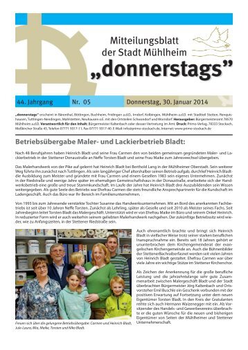 Mitteilungsblatt der Stadt Mühlheim - Mühlheim an der Donau