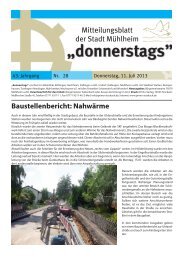 Mitteilungsblatt der Stadt Mühlheim Baustellenbericht: Nahwärme