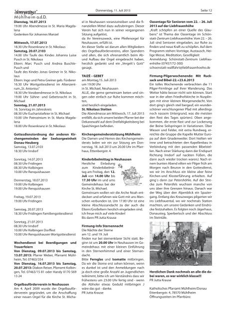 Mitteilungsblatt der Stadt Mühlheim Baustellenbericht: Nahwärme