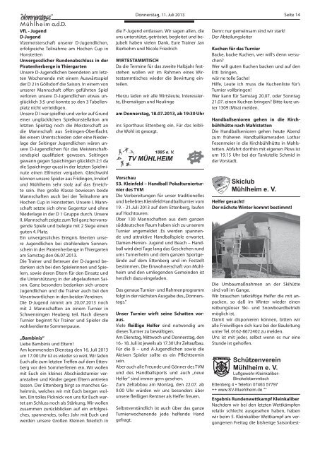 Mitteilungsblatt der Stadt Mühlheim Baustellenbericht: Nahwärme