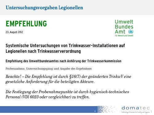 Die systemische Untersuchung nach Empfehlung des Umweltbundesamtes ...