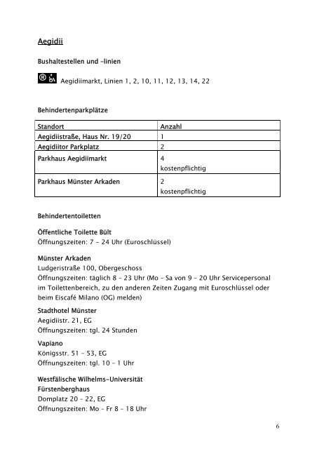 Informationen für Menschen mit Behinderungen - Stadt Münster