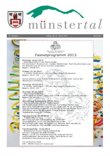 42 Jahrgang Freitag, den 25. Januar 2013 Nummer 4 - Münstertal