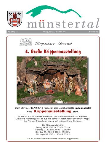 5. Große Krippenausstellung - Münstertal