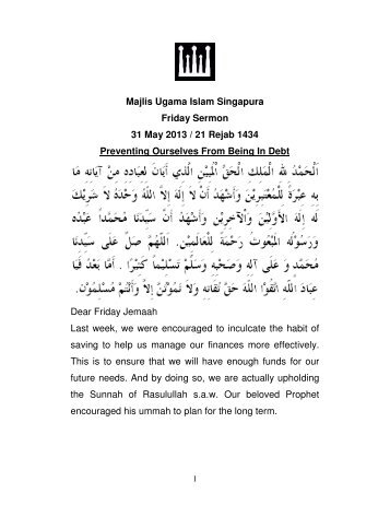 Majlis Ugama Islam Singapura Friday Sermon 31 May 2013 ... - MUIS