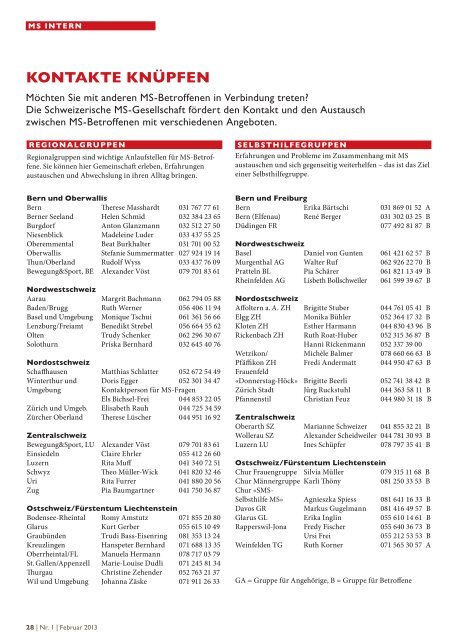 Download (pdf) - Schweizerische Multiple Sklerose Gesellschaft