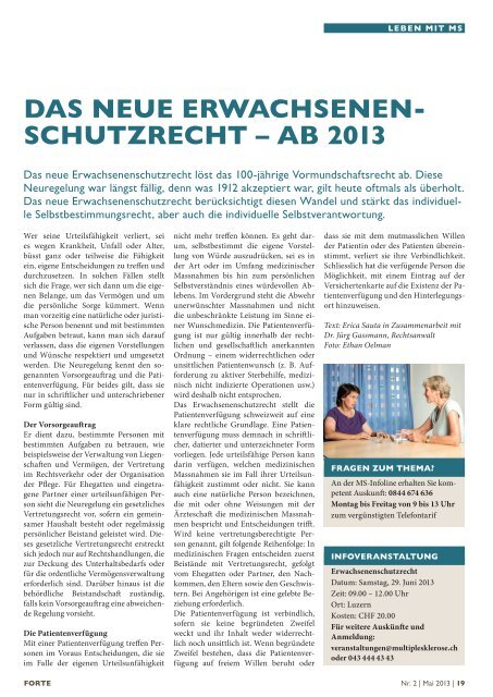 Download (pdf) - Schweizerische Multiple Sklerose Gesellschaft