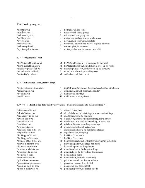 1. *a: abstract AI and II final *alam-a:-wa O anima:, pray *či:pw-a:-wi ...