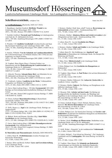 Schriftenverzeichnis als PDF-Datei herunterladen - Museumsdorf ...