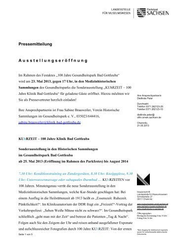 100 Jahre Klinik Bad Gottleuba! - Sächsische Landesstelle für ...