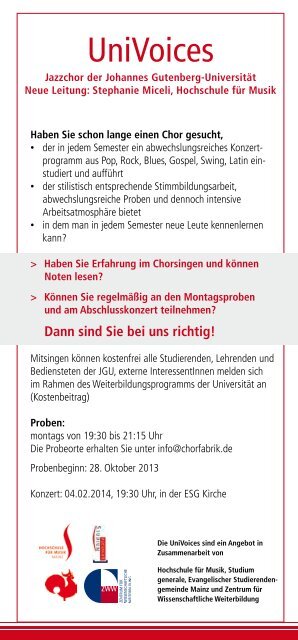 Programmbroschüre Oktober 2013 bis März 2014 - Hochschule für ...