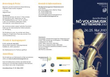 Ausschreibung NÖ Volksmusikwettbewerb 2013