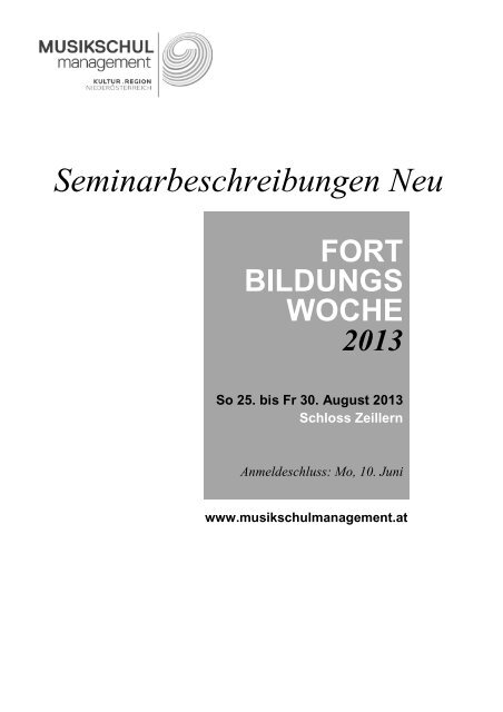 Seminarbeschreibungen - Musikschulmanagement Niederösterreich