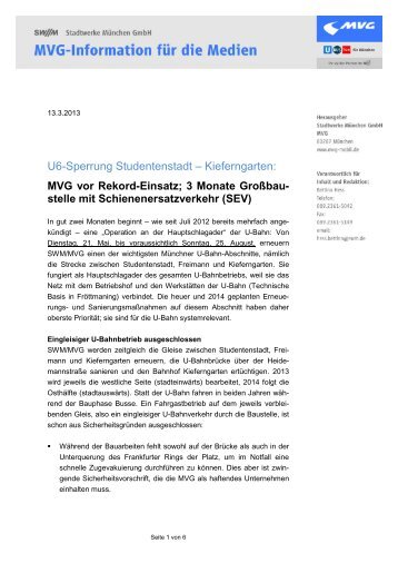 U6-Sperrung Studentenstadt – Kieferngarten: MVG vor Rekord ...