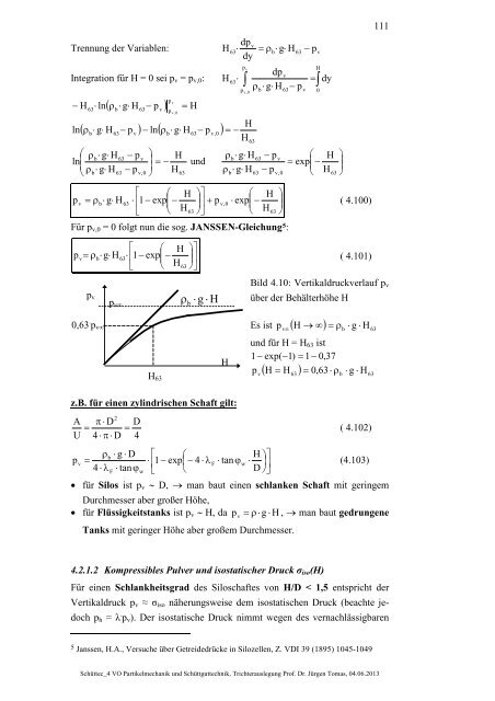 Trichterauslegung - Lehrstuhl Mechanische Verfahrenstechnik