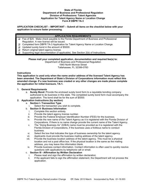 Apply Using a Printable Application - Department of Business and ...