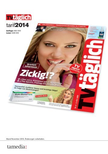 Tarife TVtäglich 2014 - Mytamedia.ch